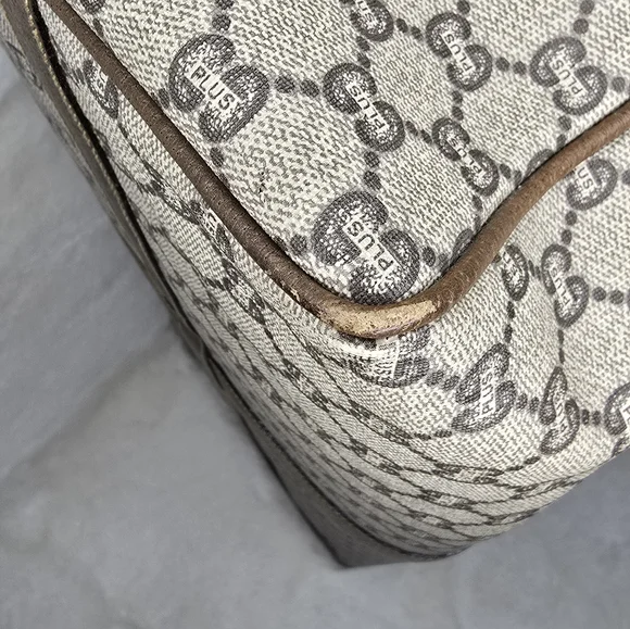 GUCCI GG Plus Canvas Boston Bag PVC Leather Beige - Picture 5 of 16